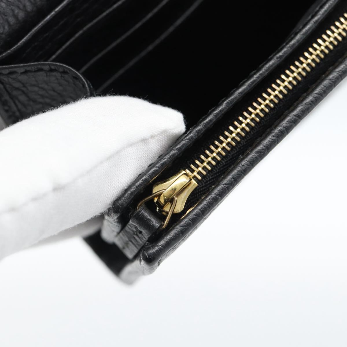 GUCCI GG Marmont Compact Wallet Leather Black Gold 598587 Auth 182955M