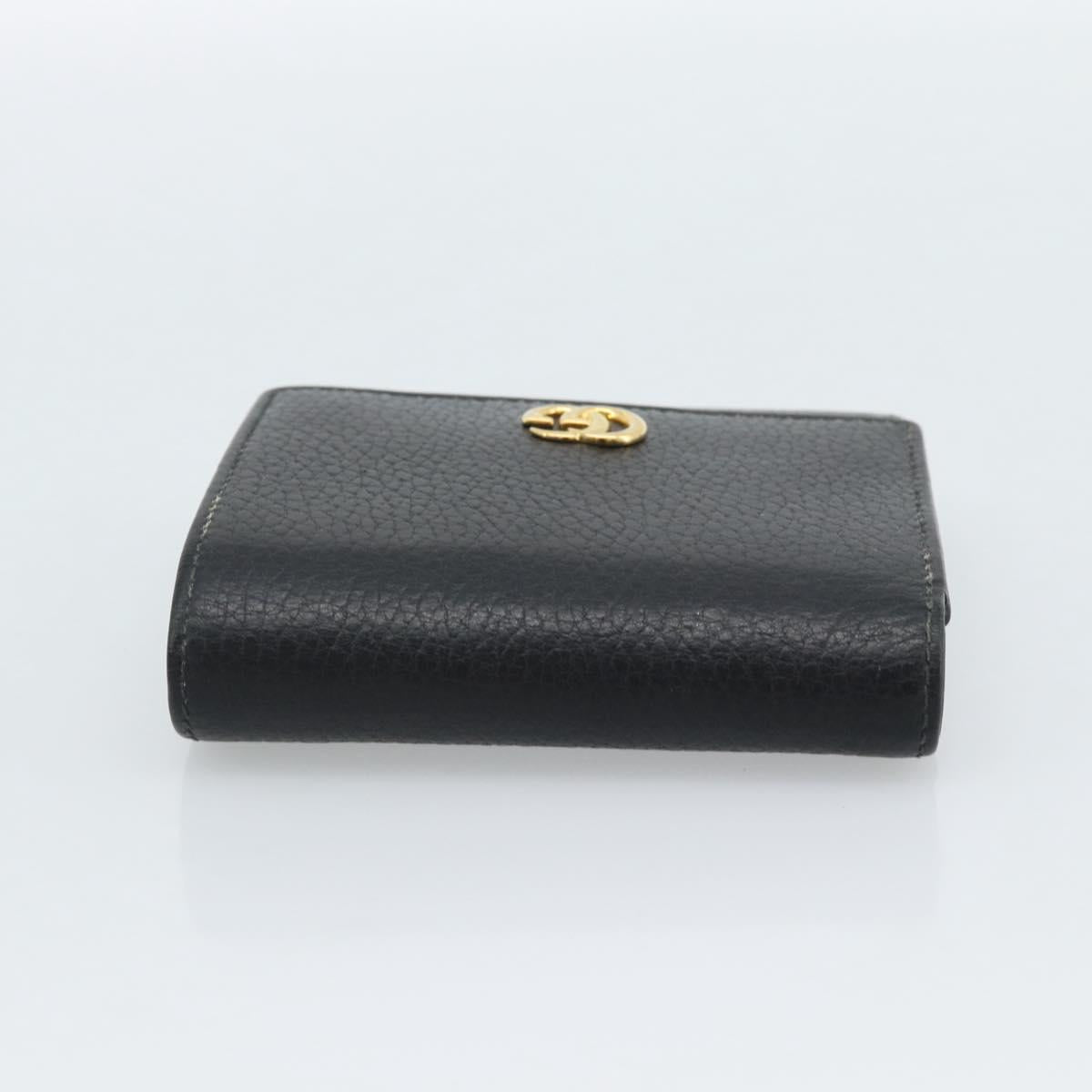 GUCCI GG Marmont Compact Wallet Leather Black Gold 598587 Auth 182955M