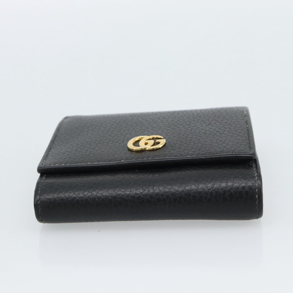 GUCCI GG Marmont Compact Wallet Leather Black Gold 598587 Auth 182955M