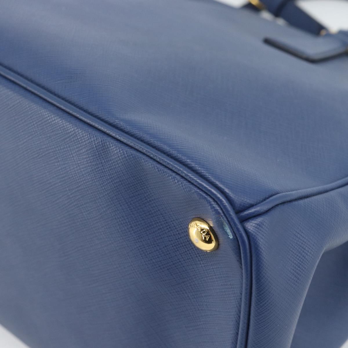 PRADA Galleria Hand Bag Safiano leather 2way Blue Gold Auth 182959A