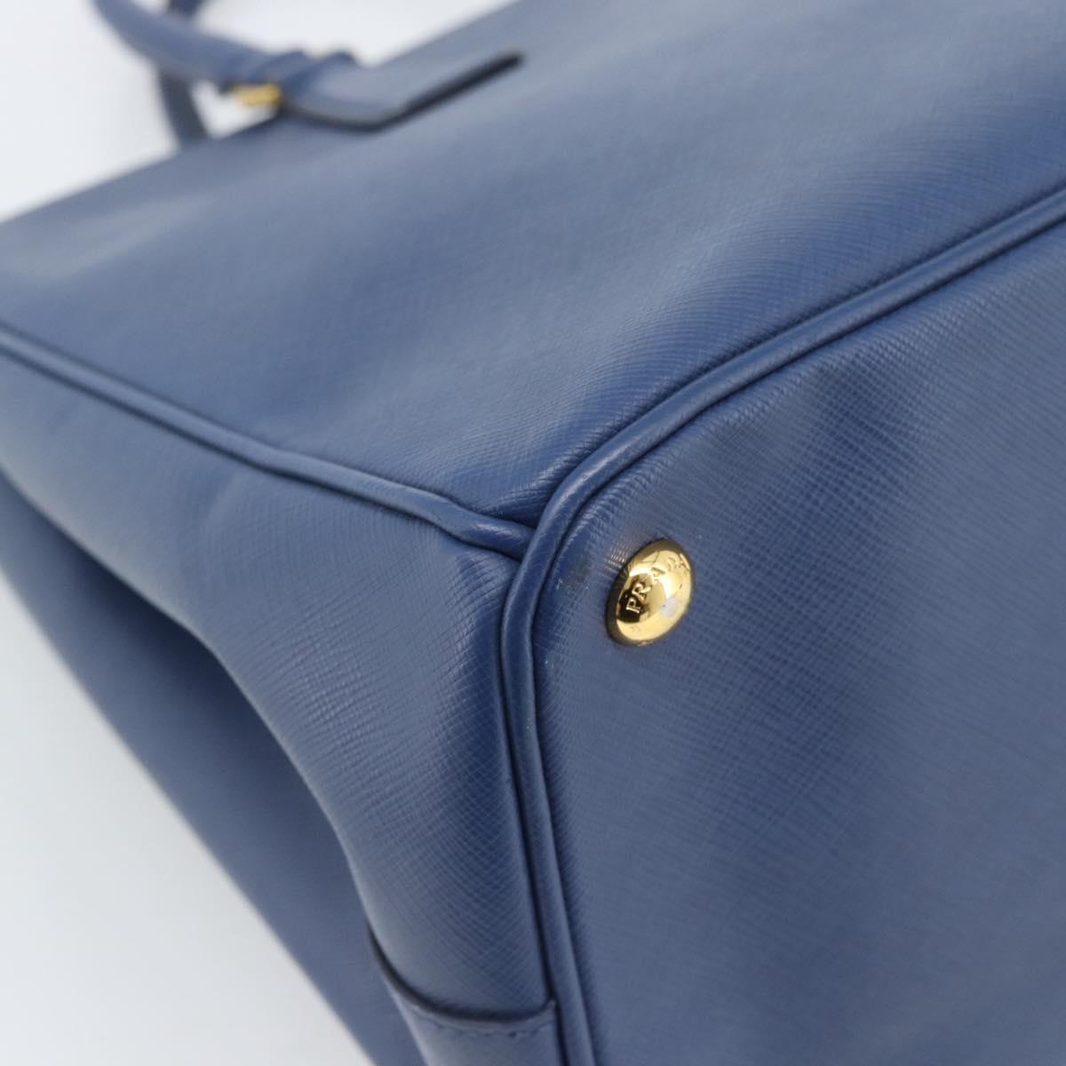 PRADA Galleria Hand Bag Safiano leather 2way Blue Gold Auth 182959A