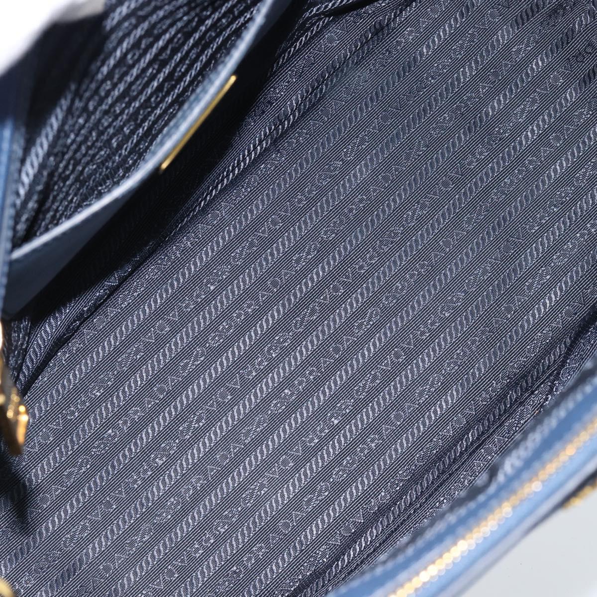 PRADA Galleria Hand Bag Safiano leather 2way Blue Gold Auth 182959A