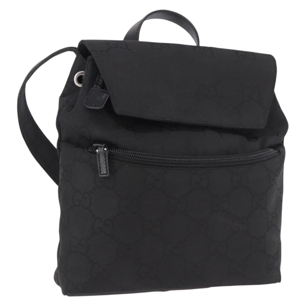 GUCCI GG Canvas Backpack Black Silver 003 0242 Auth 182962A