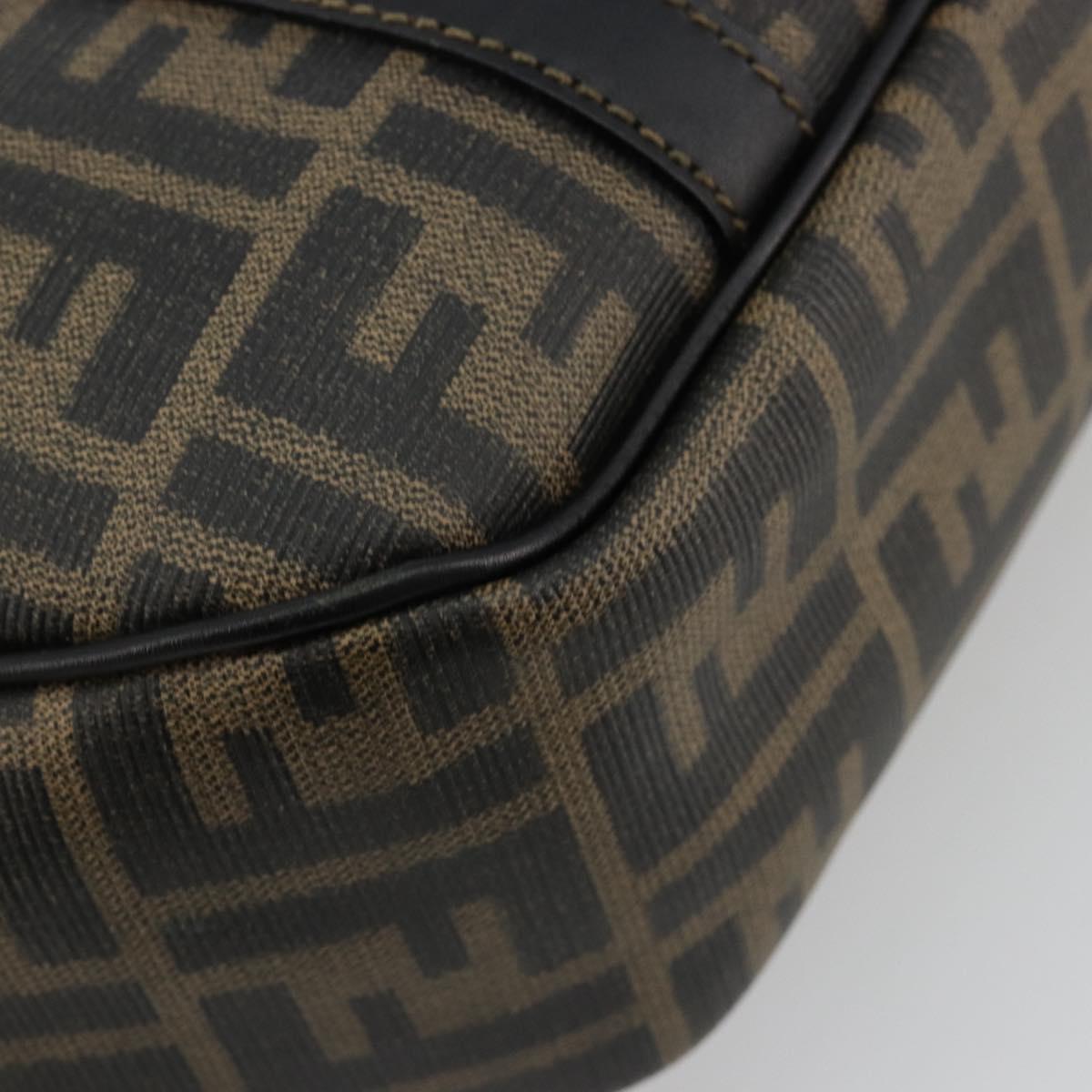 FENDI Zucca Canvas Hand Bag Black Brown Auth 182969V
