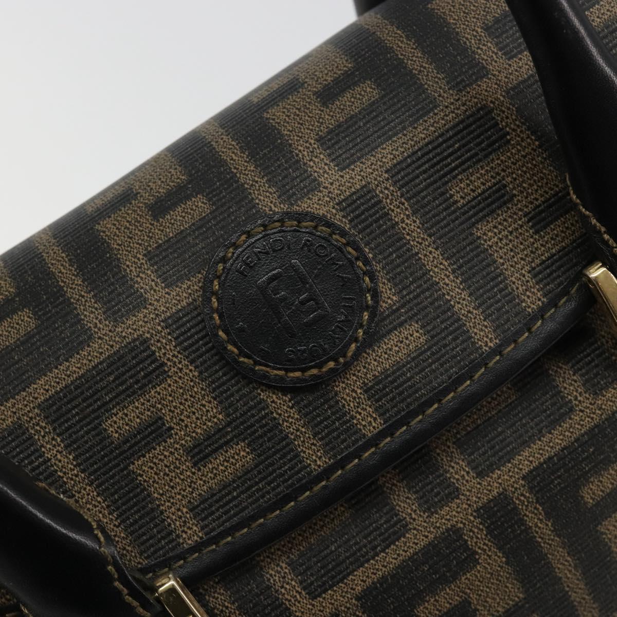 FENDI Zucca Canvas Hand Bag Black Brown Auth 182969V