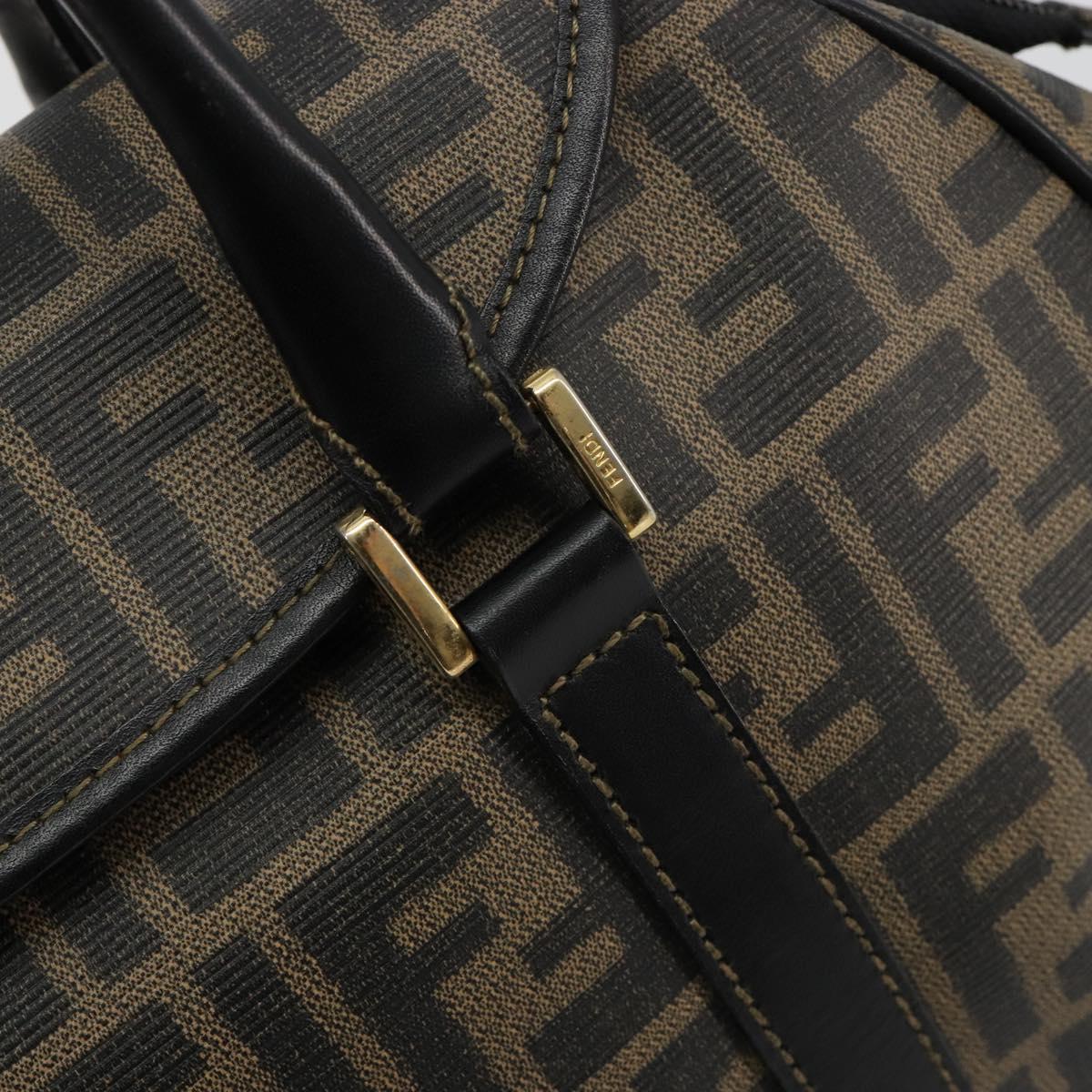 FENDI Zucca Canvas Hand Bag Black Brown Auth 182969V