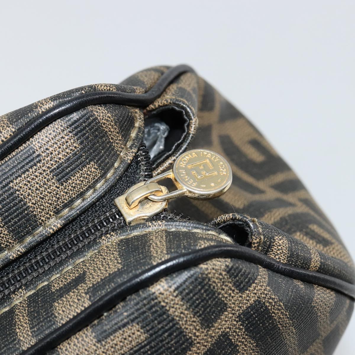 FENDI Zucca Canvas Hand Bag Black Brown Auth 182969V