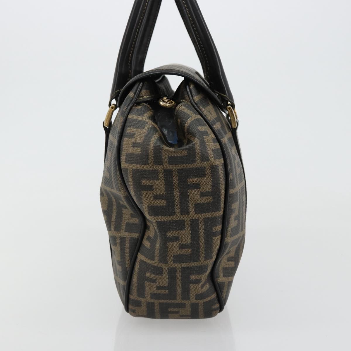 FENDI Zucca Canvas Hand Bag Black Brown Auth 182969V