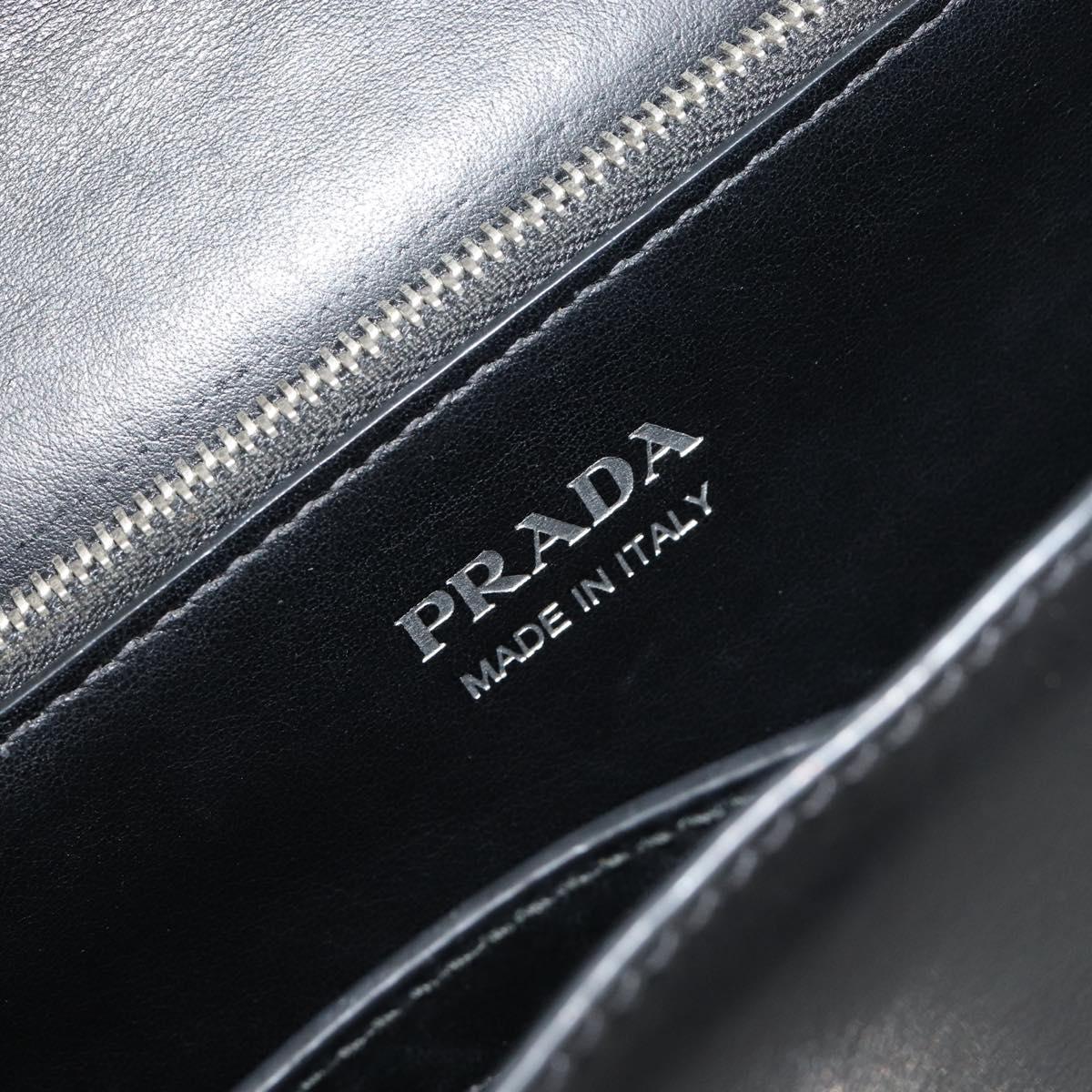 PRADA Electra Studs Shoulder Bag Leather Black Silver Auth 182970V