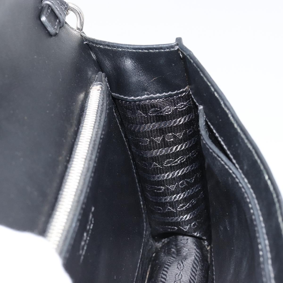 PRADA Electra Studs Shoulder Bag Leather Black Silver Auth 182970V