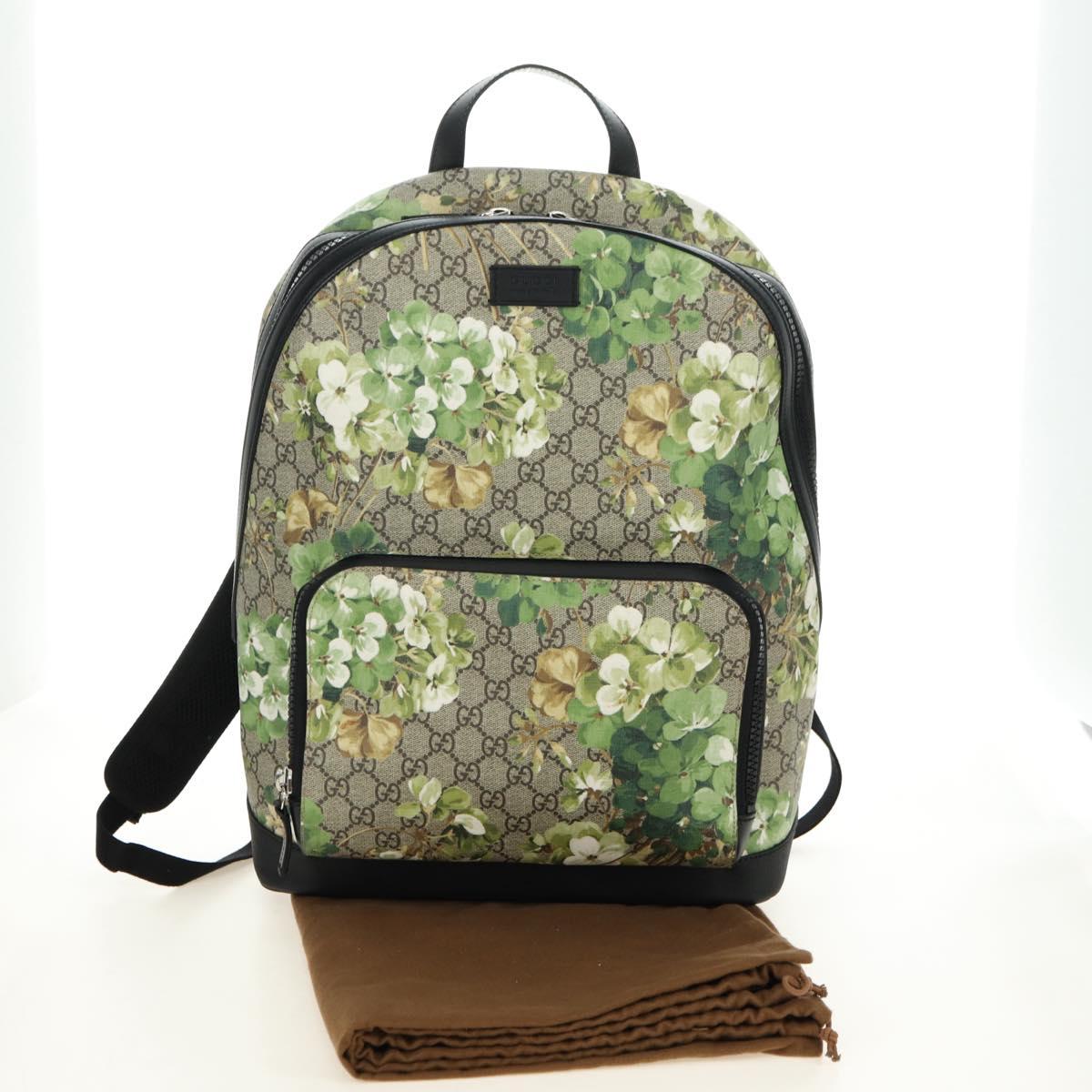 GUCCI GG Supreme Backpack PVC Beige Silver 406370 Auth 182971SM