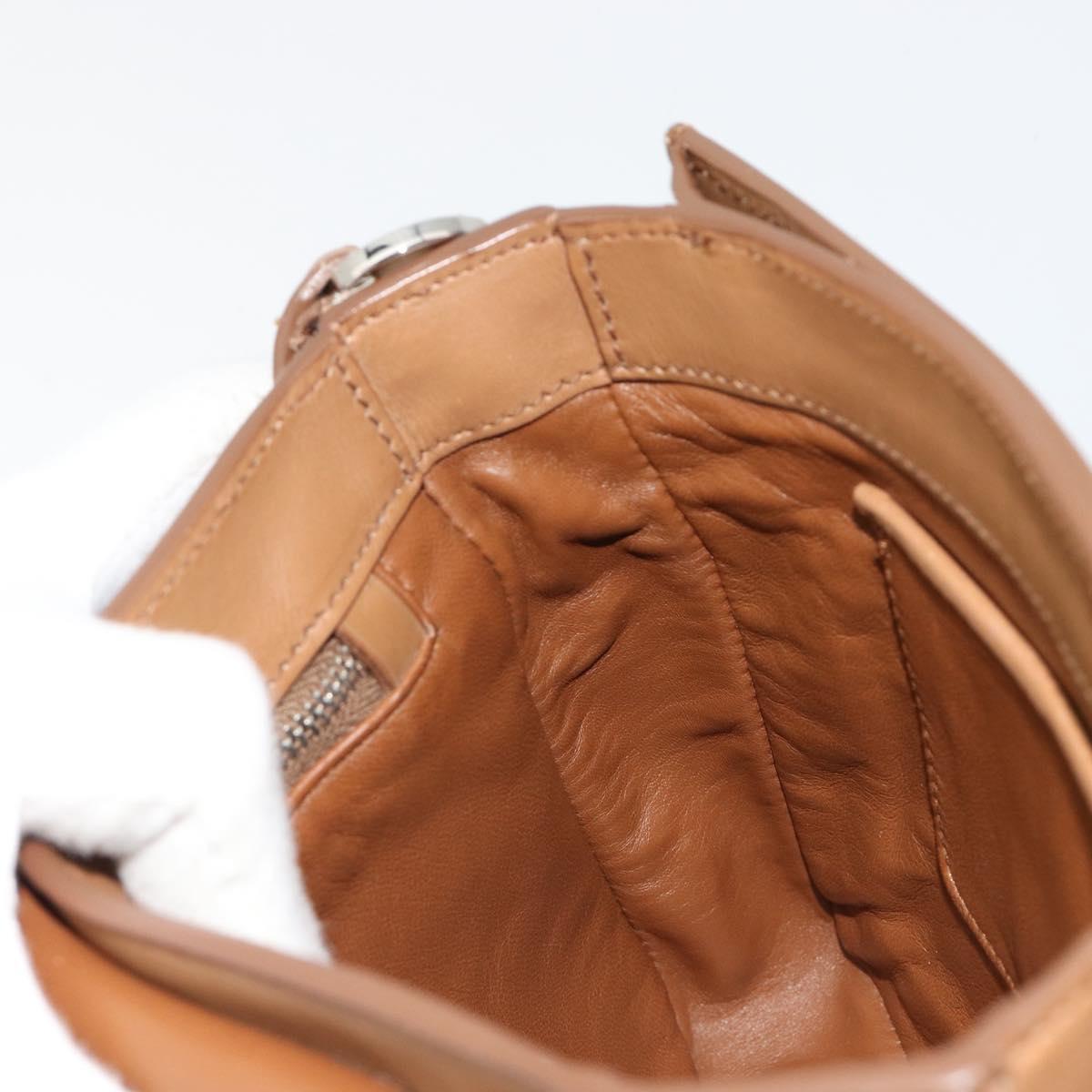 PRADA Shoulder Bag Leather Brown Silver Auth 182972A