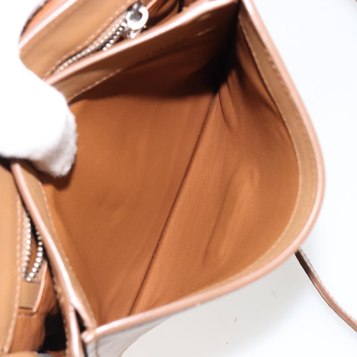 PRADA Shoulder Bag Leather Brown Silver Auth 182972A