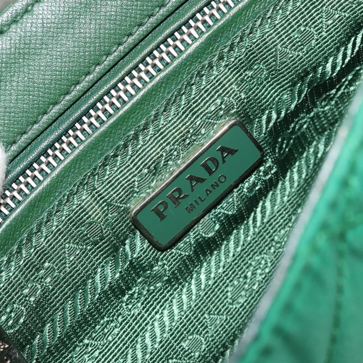 PRADA Chain Shoulder Bag Nylon Green Silver Auth 182973A