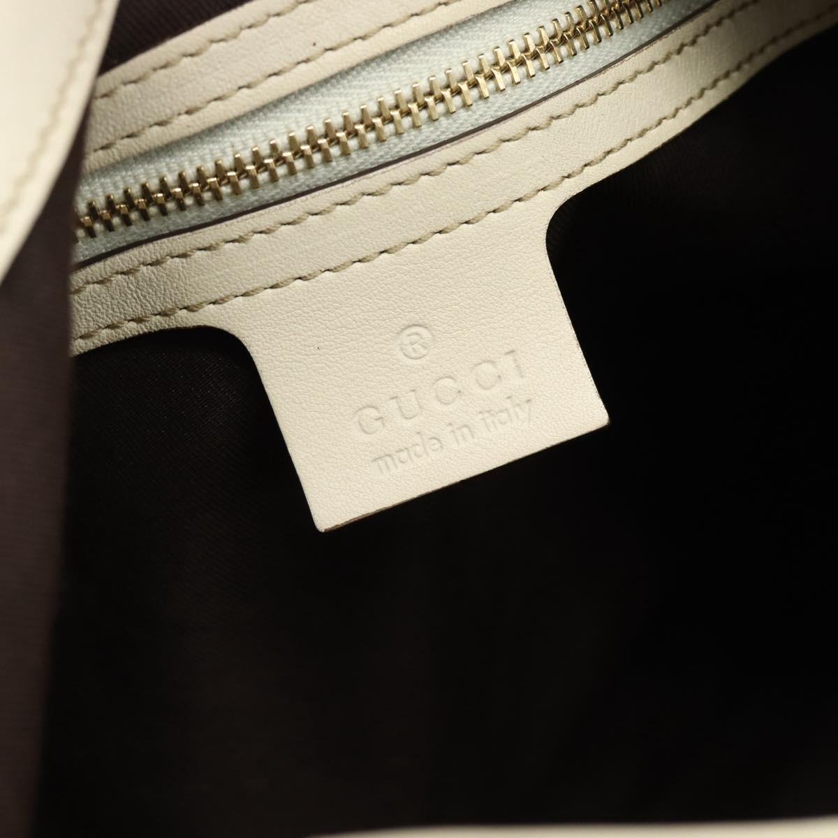 GUCCI Bamboo horsebit Shoulder Bag Leather 2way Ivory Gold 169961 Auth 182975