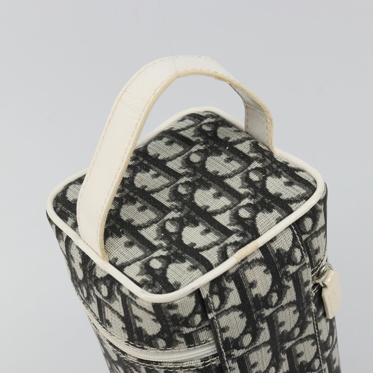 Christian Dior Trotter Canvas Vanity Hand Bag PVC Black Silver Auth 182977A