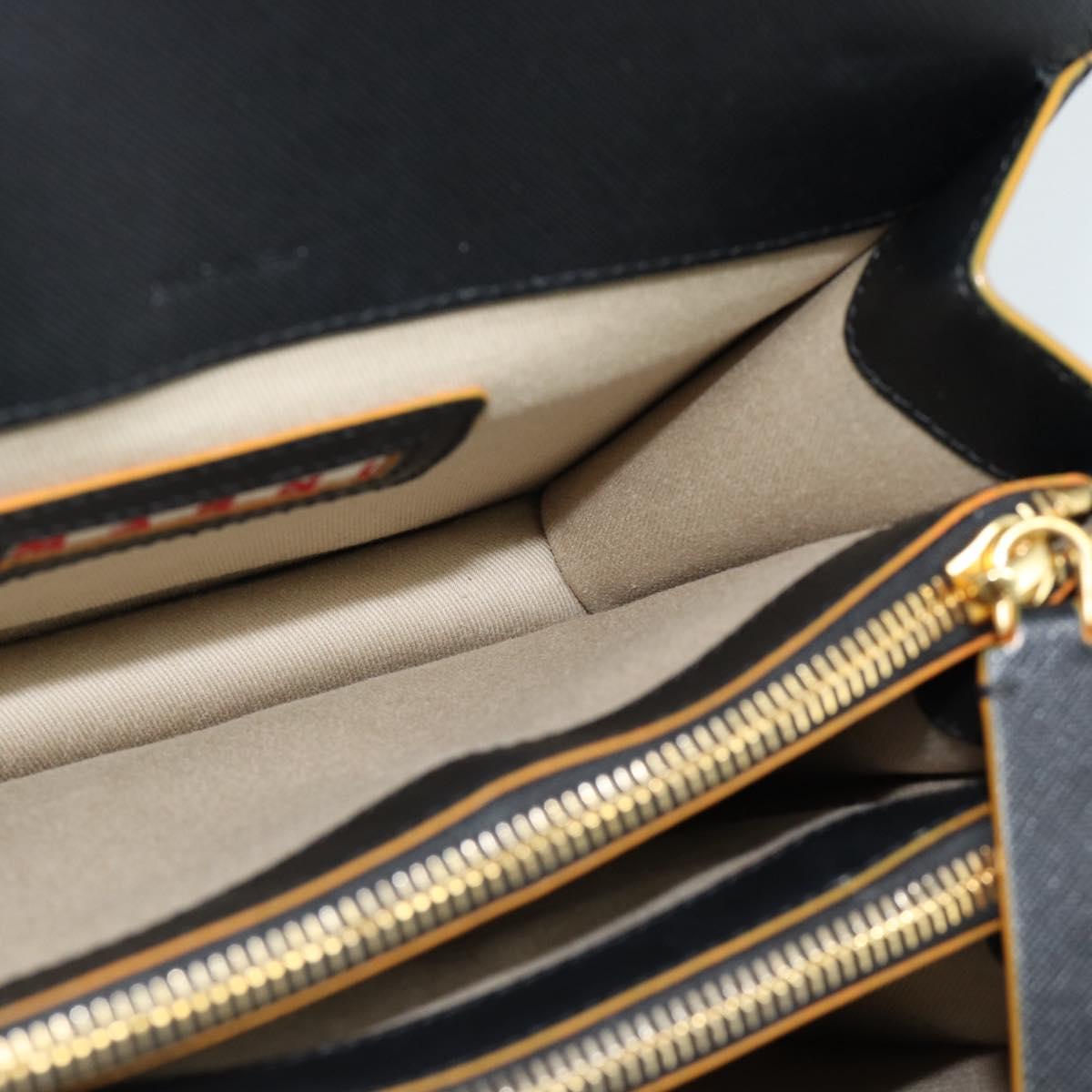 MARNI Shoulder Bag Leather Black Gold Auth 182981A