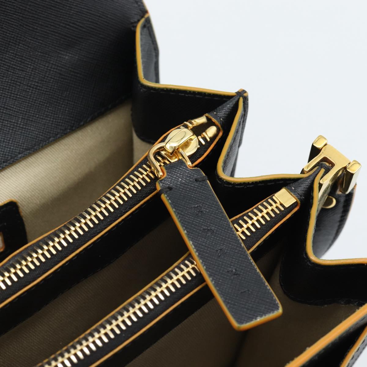MARNI Shoulder Bag Leather Black Gold Auth 182981A