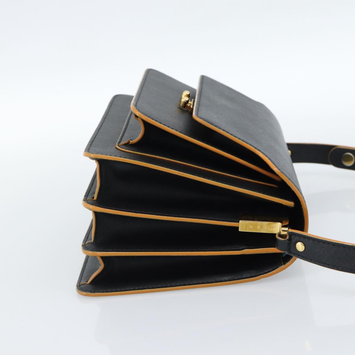 MARNI Shoulder Bag Leather Black Gold Auth 182981A