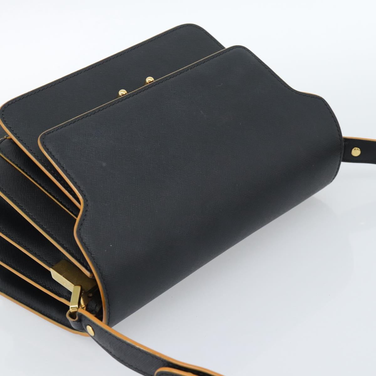 MARNI Shoulder Bag Leather Black Gold Auth 182981A