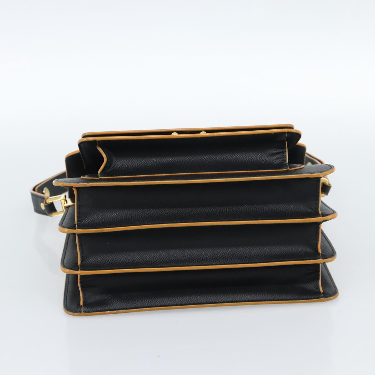 MARNI Shoulder Bag Leather Black Gold Auth 182981A