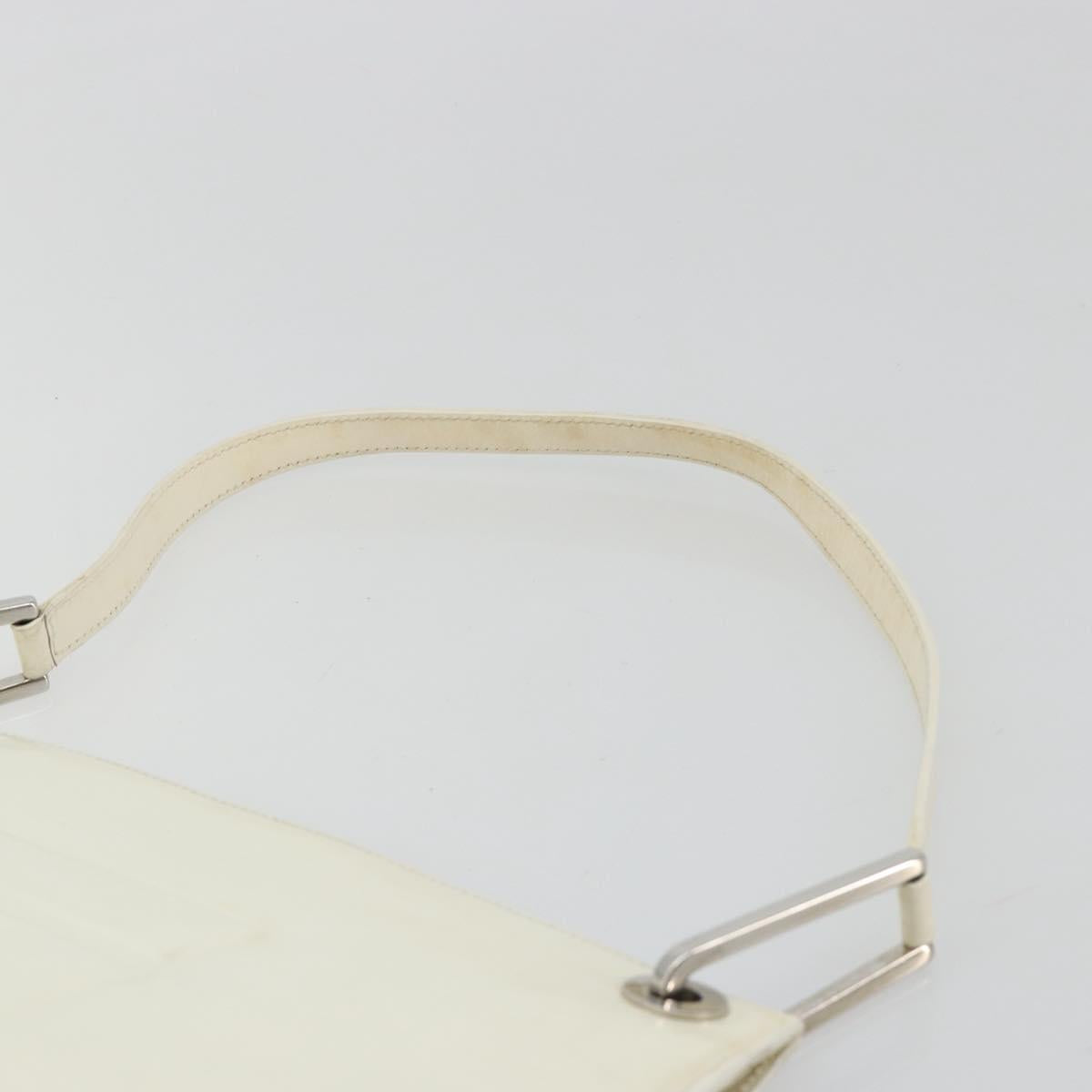 GUCCI Shoulder Bag Patent leather White Silver Auth 182984
