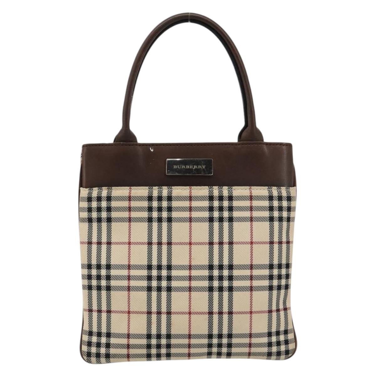 BURBERRY Nova Check Hand Bag Canvas Beige Auth 182988A