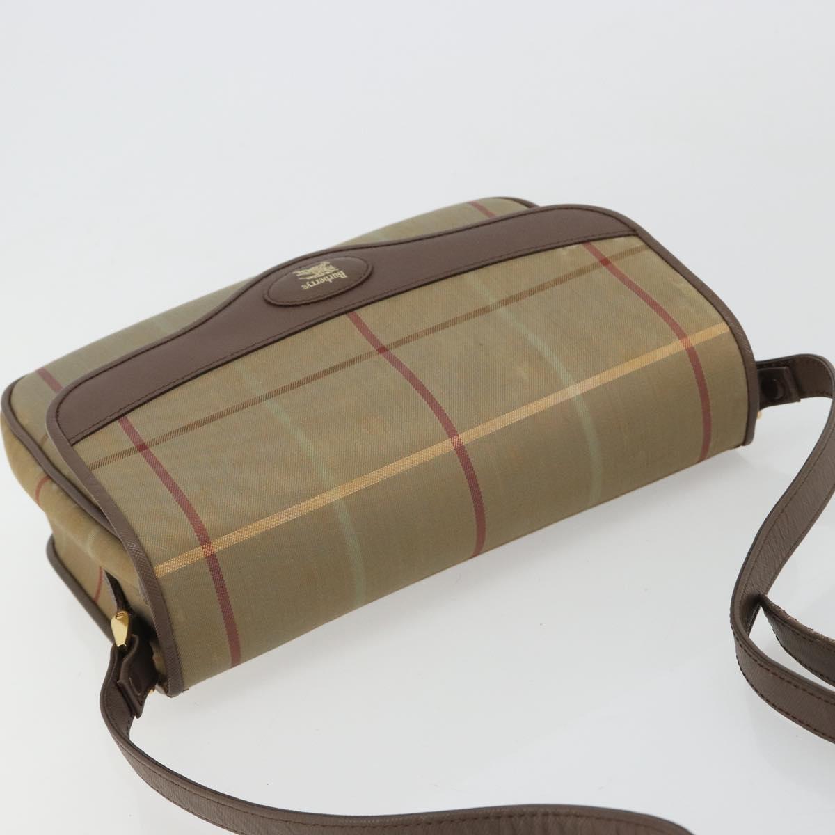 Burberrys Nova Check Shoulder Bag Canvas Brown Gold Auth 182989
