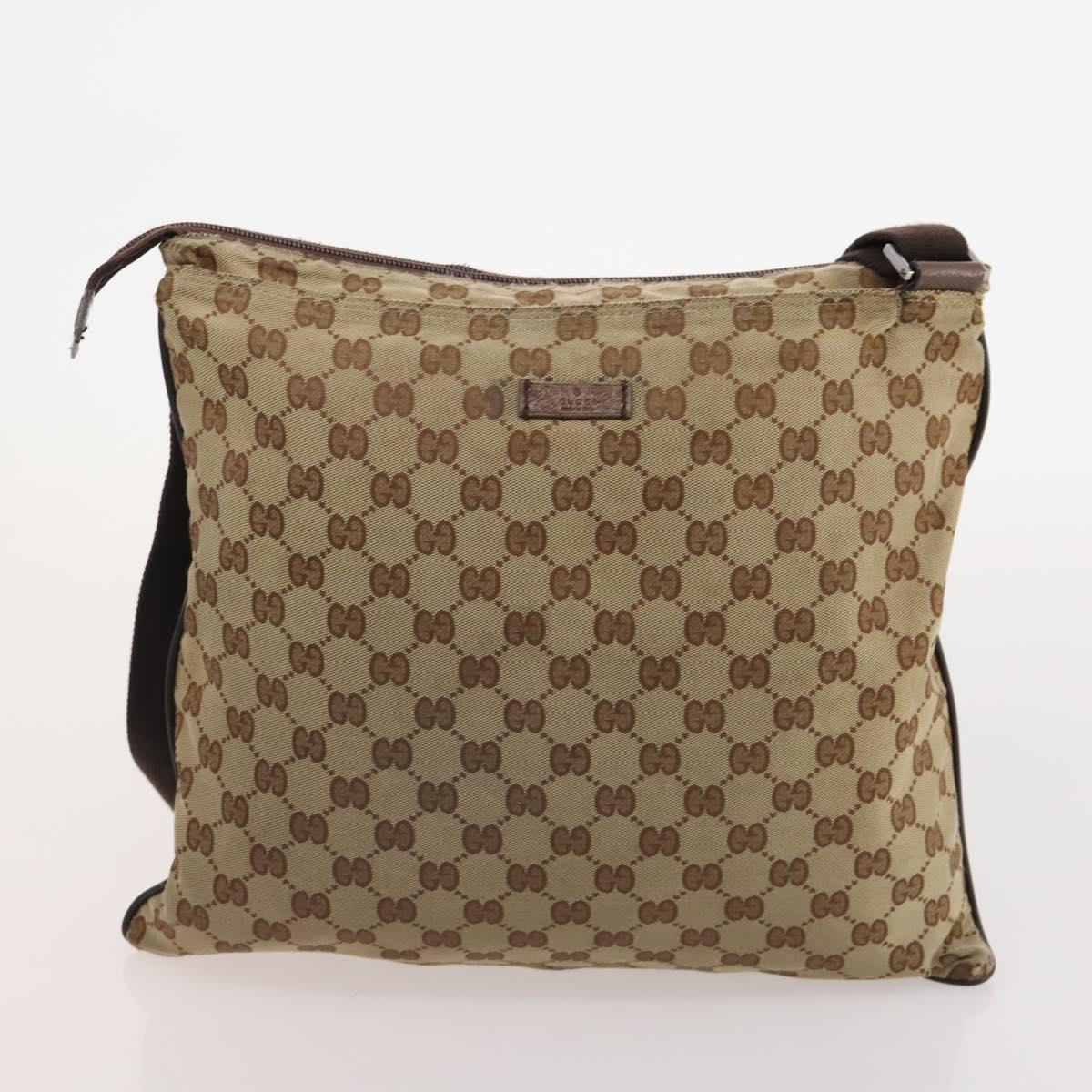 GUCCI GG Supreme Canvas Shoulder Bag PVC Leather 2 Set Beige Auth 182991