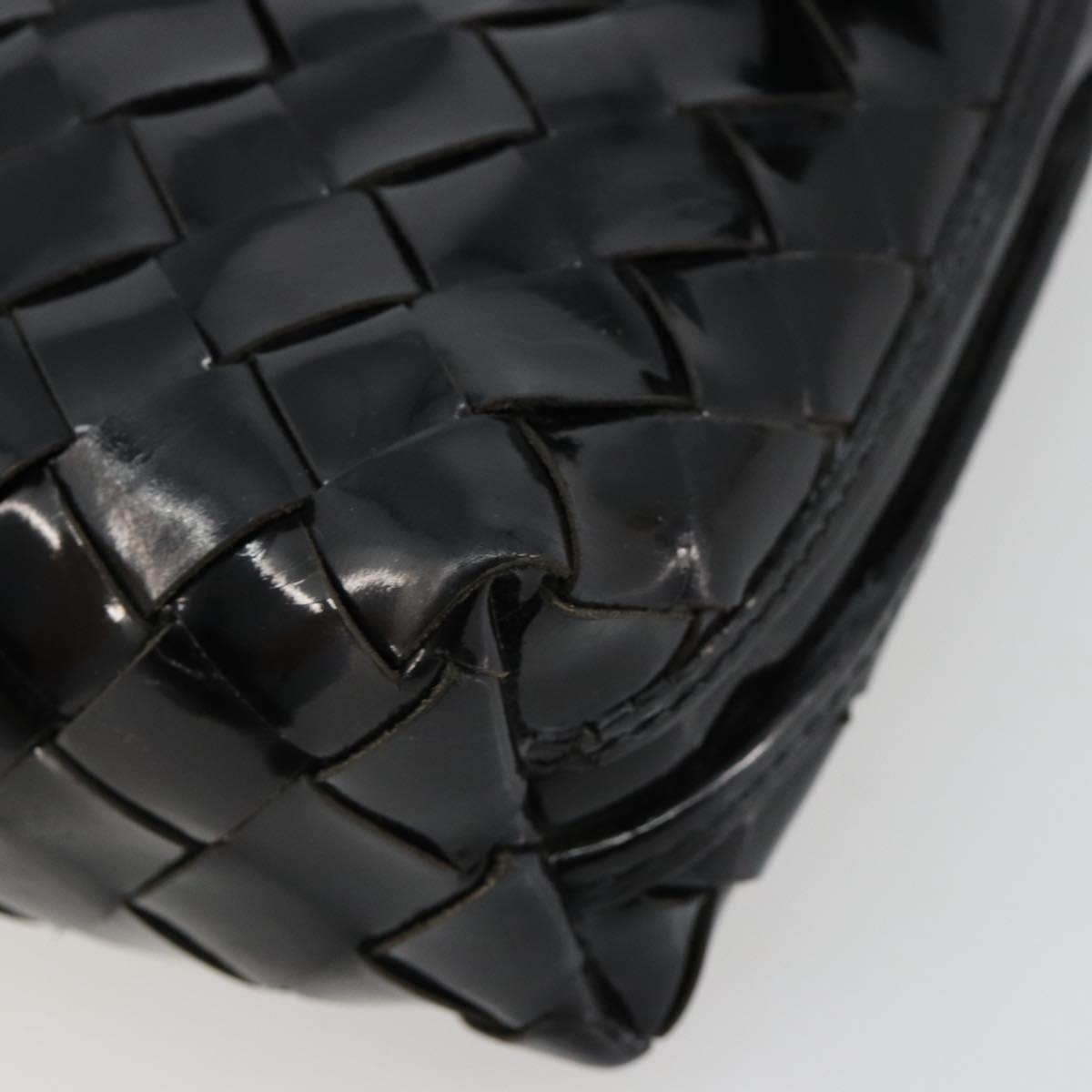 BOTTEGA VENETA INTRECCIATO Shoulder Bag Patent leather Black Auth 182993