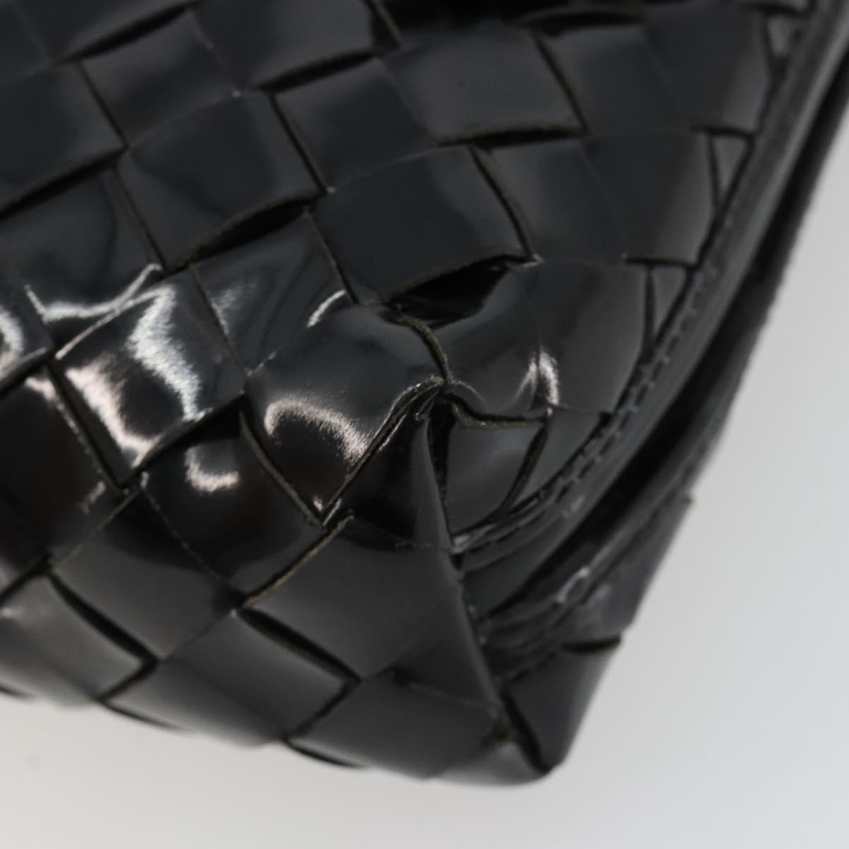 BOTTEGA VENETA INTRECCIATO Shoulder Bag Patent leather Black Auth 182993