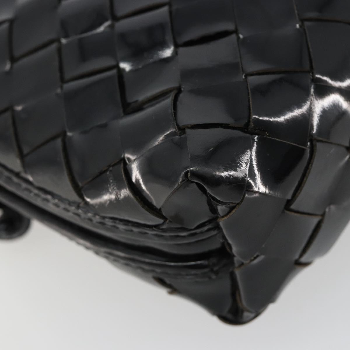 BOTTEGA VENETA INTRECCIATO Shoulder Bag Patent leather Black Auth 182993