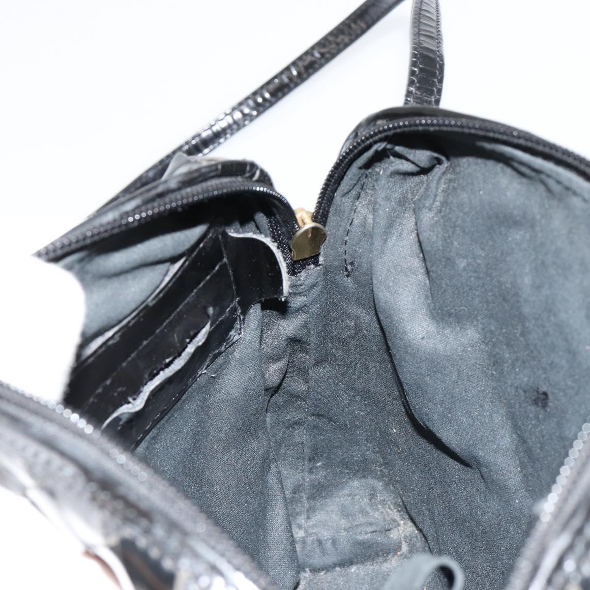BOTTEGA VENETA INTRECCIATO Shoulder Bag Patent leather Black Auth 182993