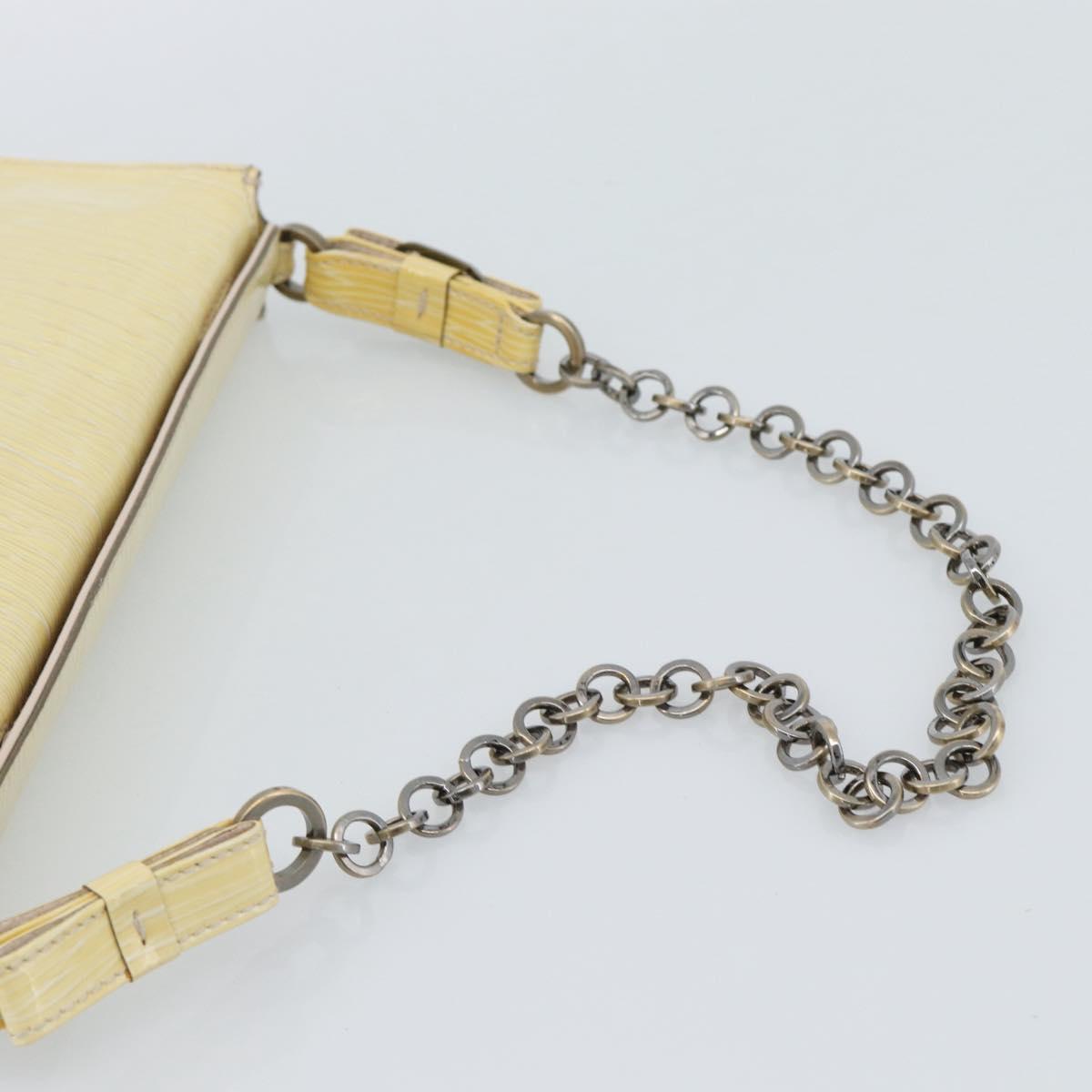 Salvatore Ferragamo Vala Chain Shoulder Bag Patent leather Ivory Auth 182995A
