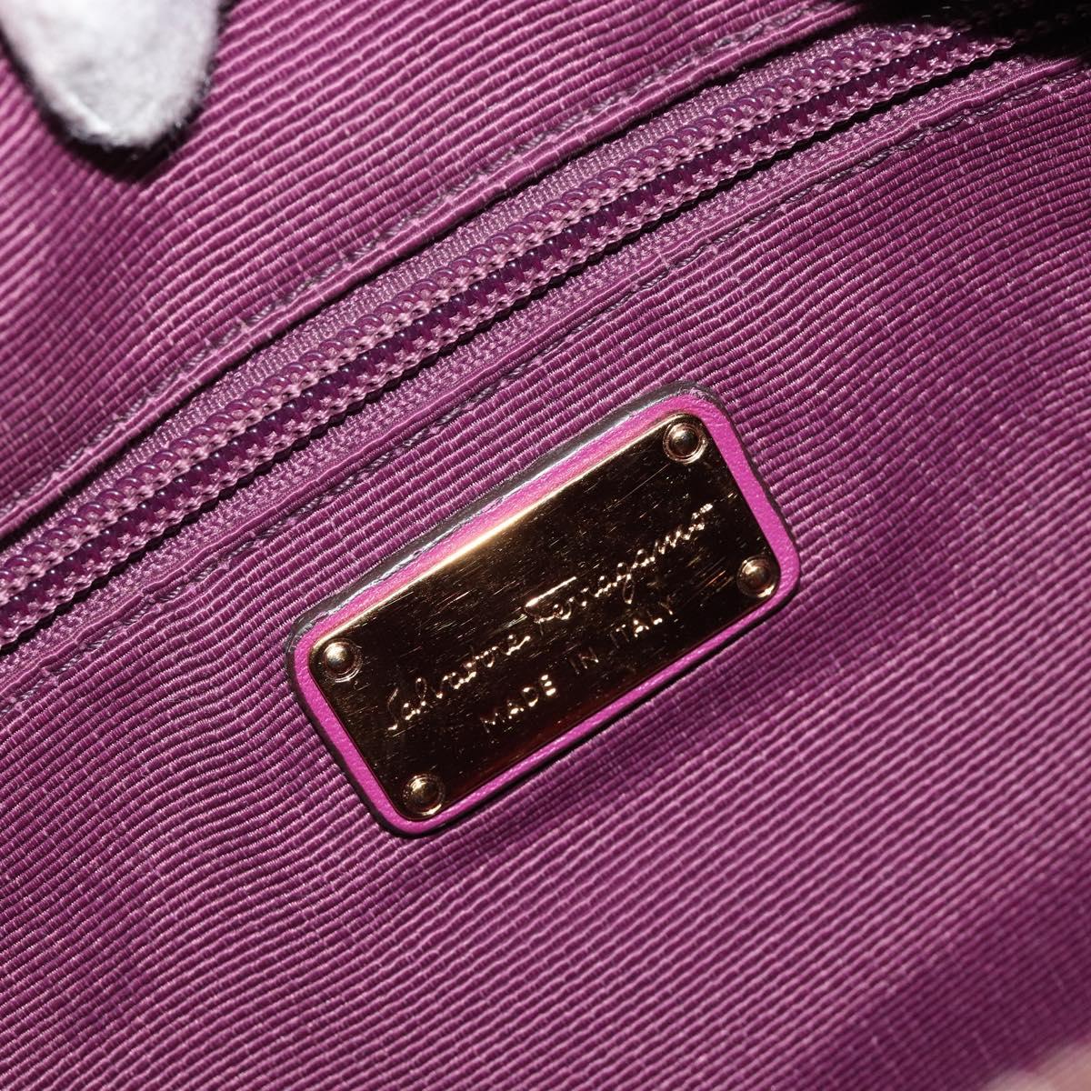 Salvatore Ferragamo Vala Shoulder Bag Nylon Purple Gold Auth 182996A