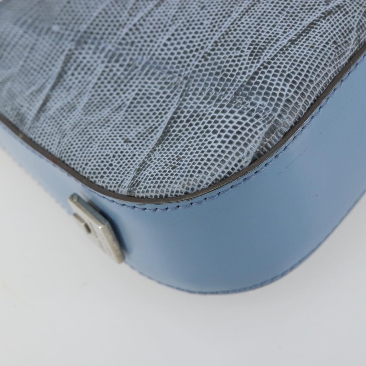Salvatore Ferragamo Accessory Pouch Python Embossed Light Blue Auth 182999A