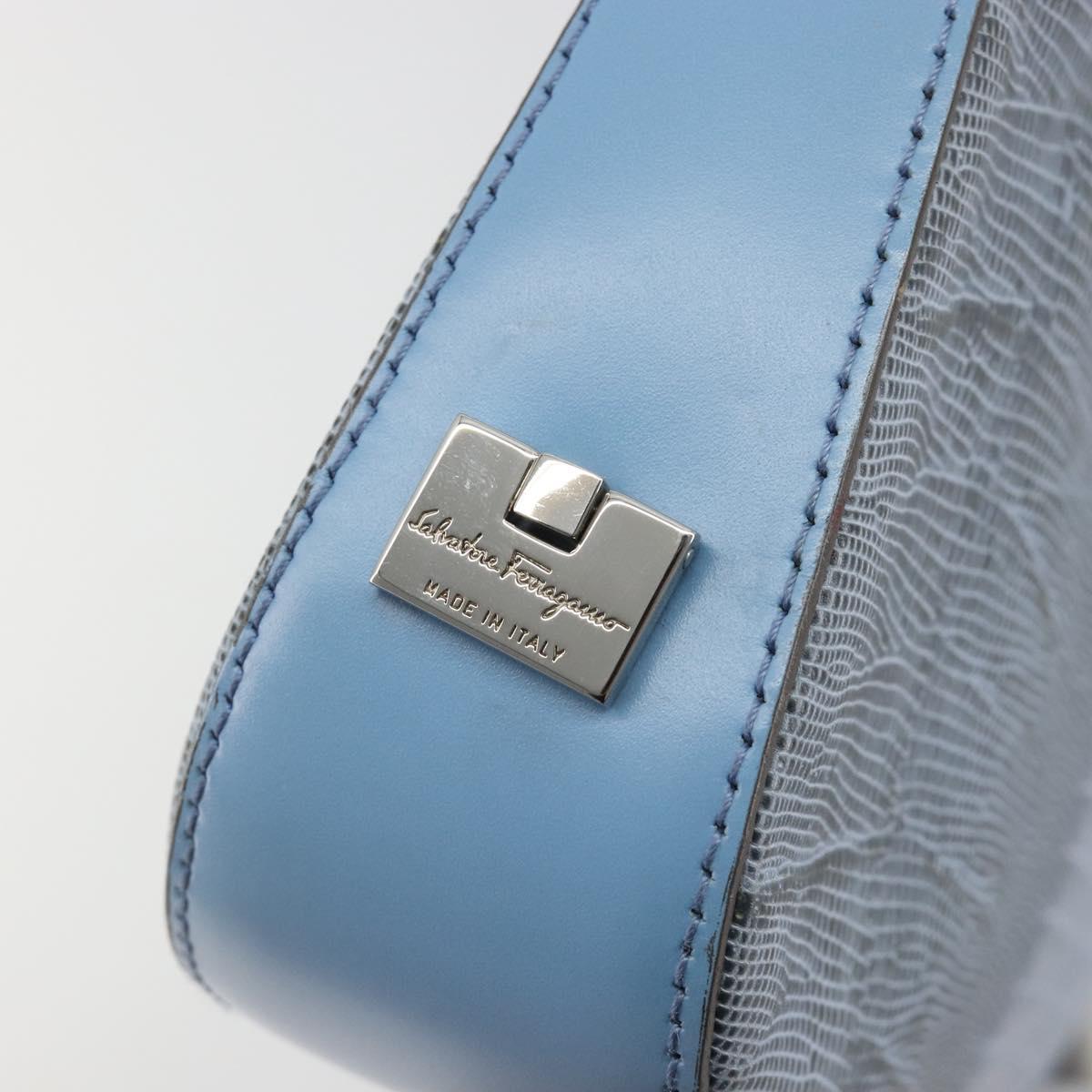 Salvatore Ferragamo Accessory Pouch Python Embossed Light Blue Auth 182999A