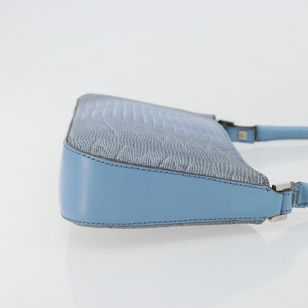 Salvatore Ferragamo Accessory Pouch Python Embossed Light Blue Auth 182999A