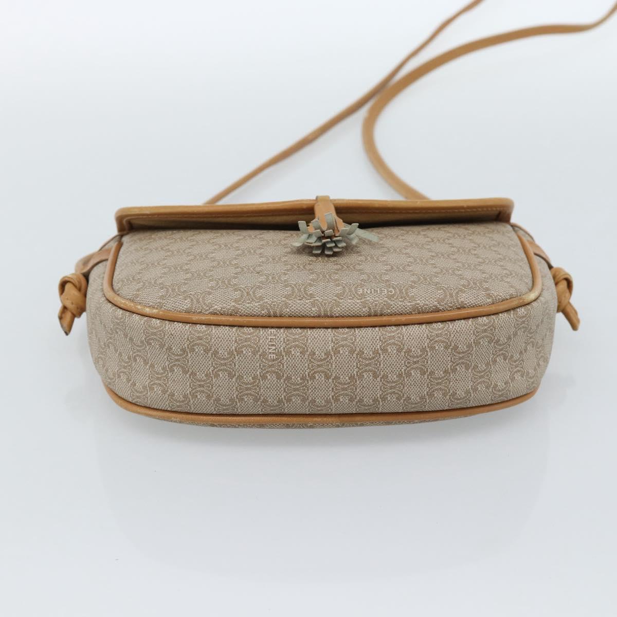 CELINE Macadam Canvas Shoulder Bag PVC Beige Gold Auth 183000A