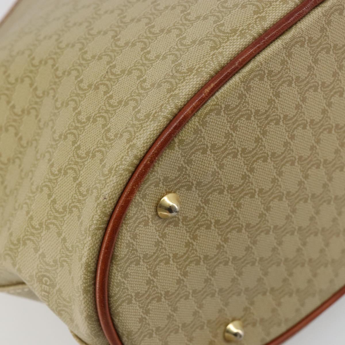 CELINE Macadam Canvas Tote Bag PVC Beige Gold Auth 183002