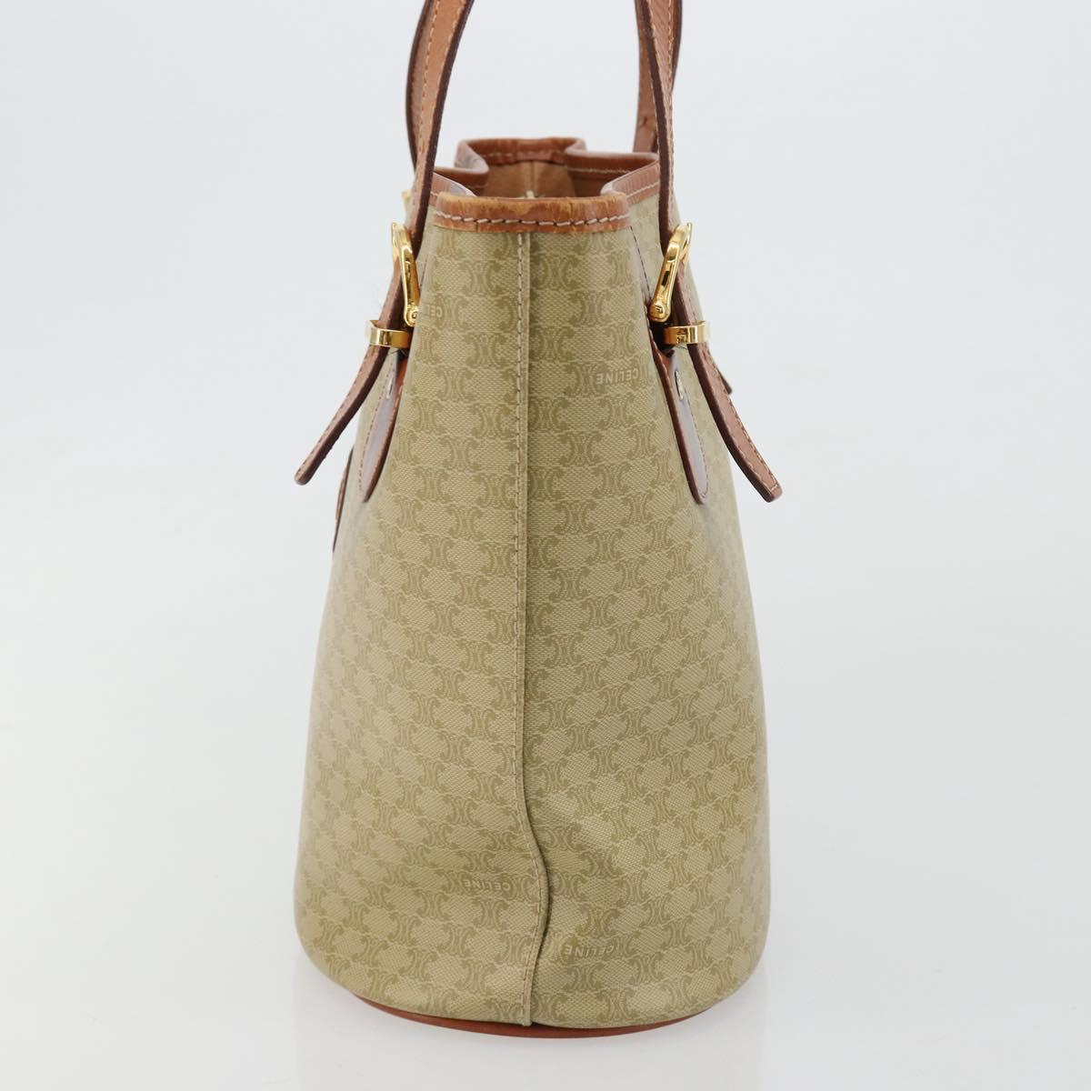 CELINE Macadam Canvas Tote Bag PVC Beige Gold Auth 183002