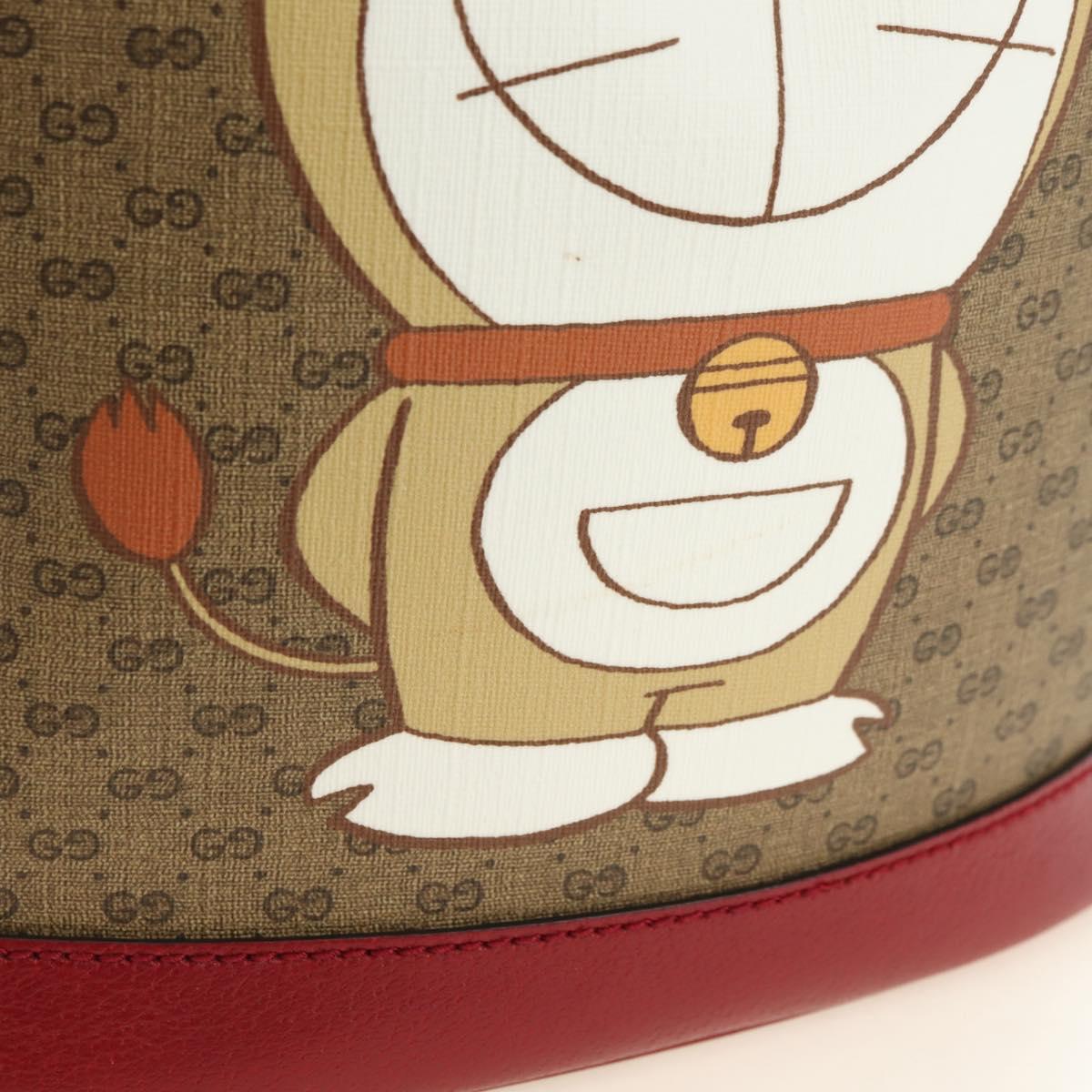 GUCCI Micro GG Supreme Doraemon x Fujiko-Pro Bag PVC Beige 655597 Auth 183006M