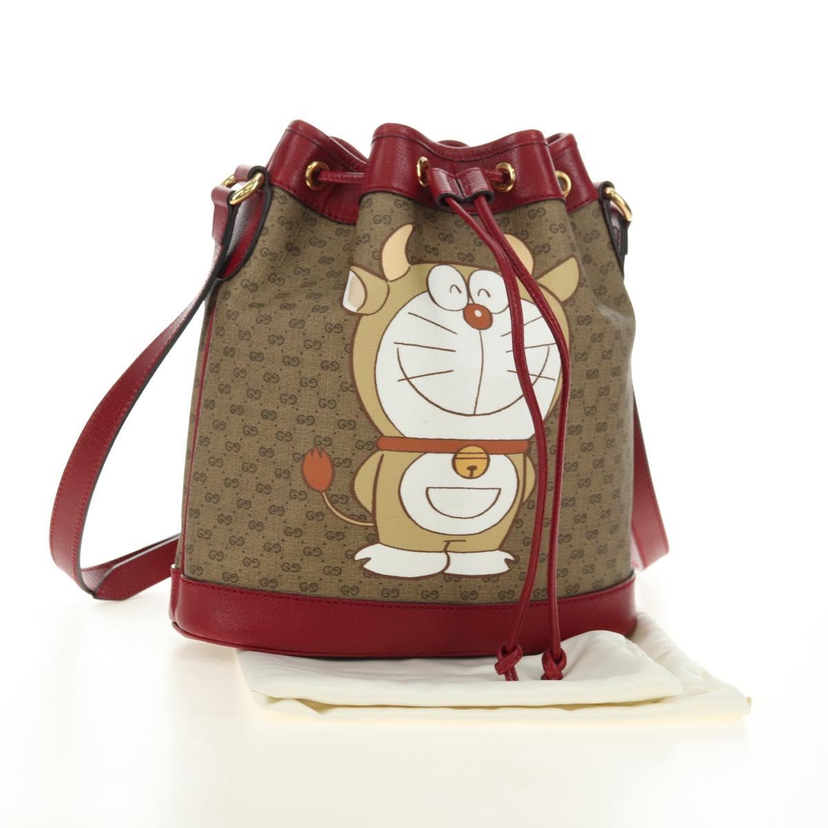 GUCCI Micro GG Supreme Doraemon x Fujiko-Pro Bag PVC Beige 655597 Auth 183006M