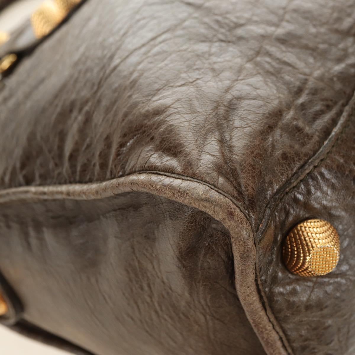 BALENCIAGA The Giant Part Time Bag Leather 2way Brown Gold 173082 Auth 183007M