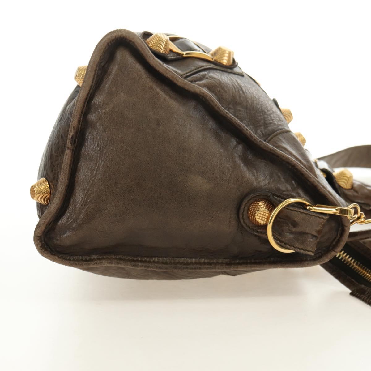 BALENCIAGA The Giant Part Time Bag Leather 2way Brown Gold 173082 Auth 183007M
