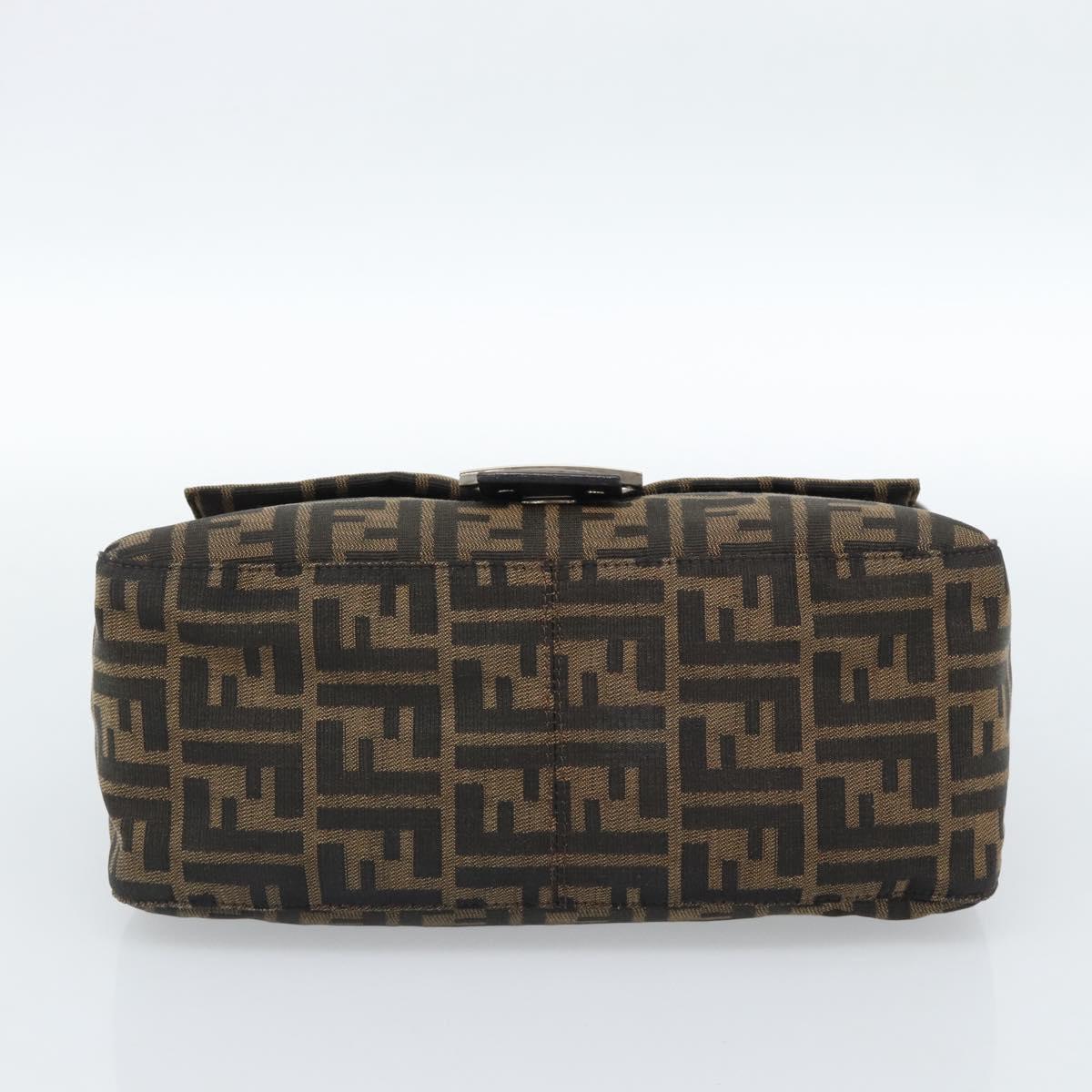 FENDI Zucca Canvas Mamma Baguette Shoulder Bag Black Brown Auth 183009M