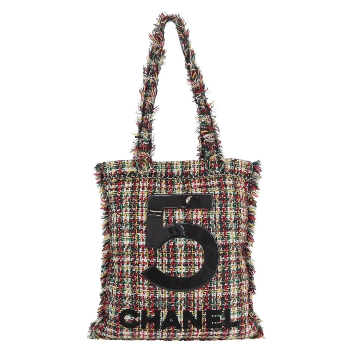 CHANEL Tote Bag Tweed Multicolor CC Auth 183010SM