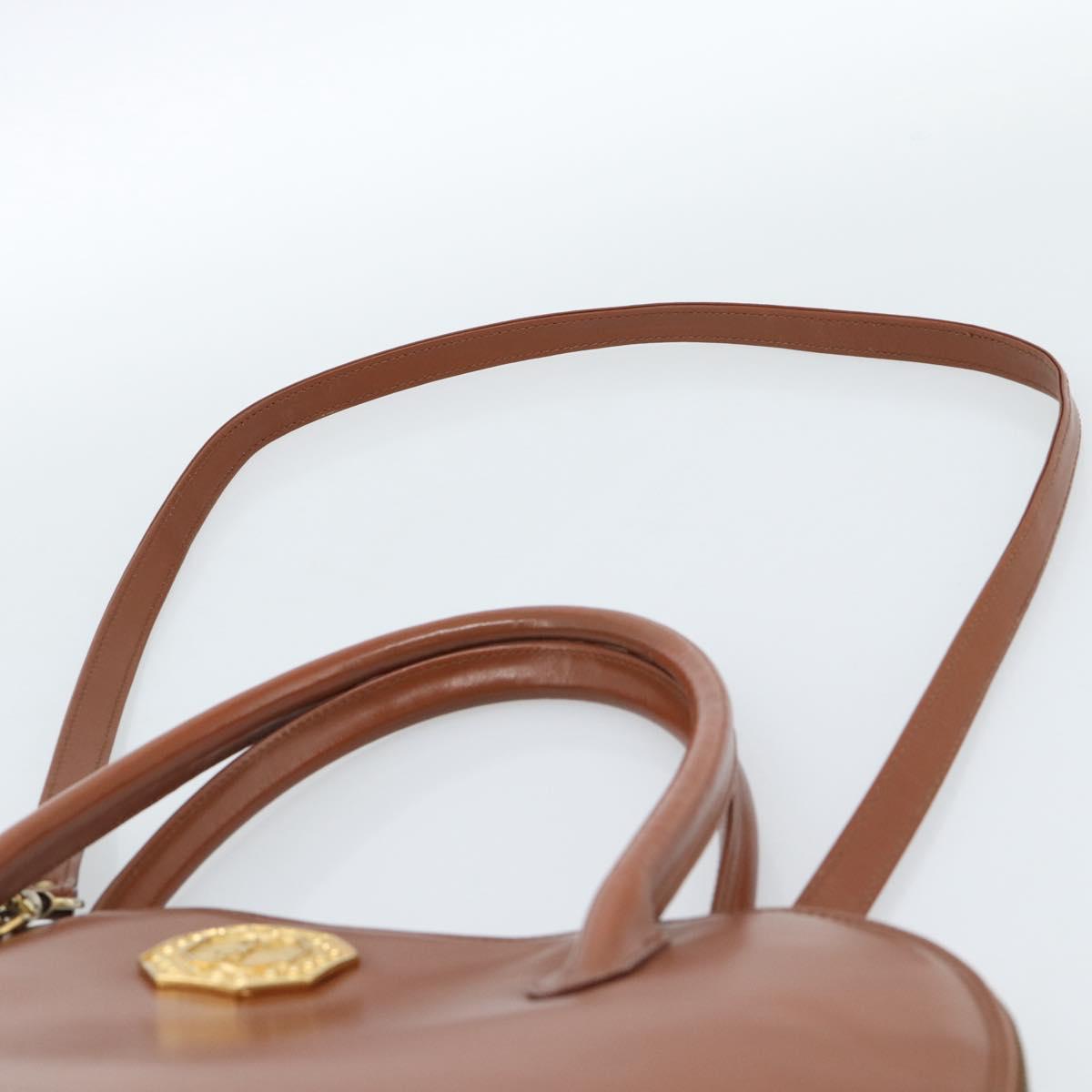 SAINT LAURENT Hand Bag Leather 2way Brown Gold Auth 183013