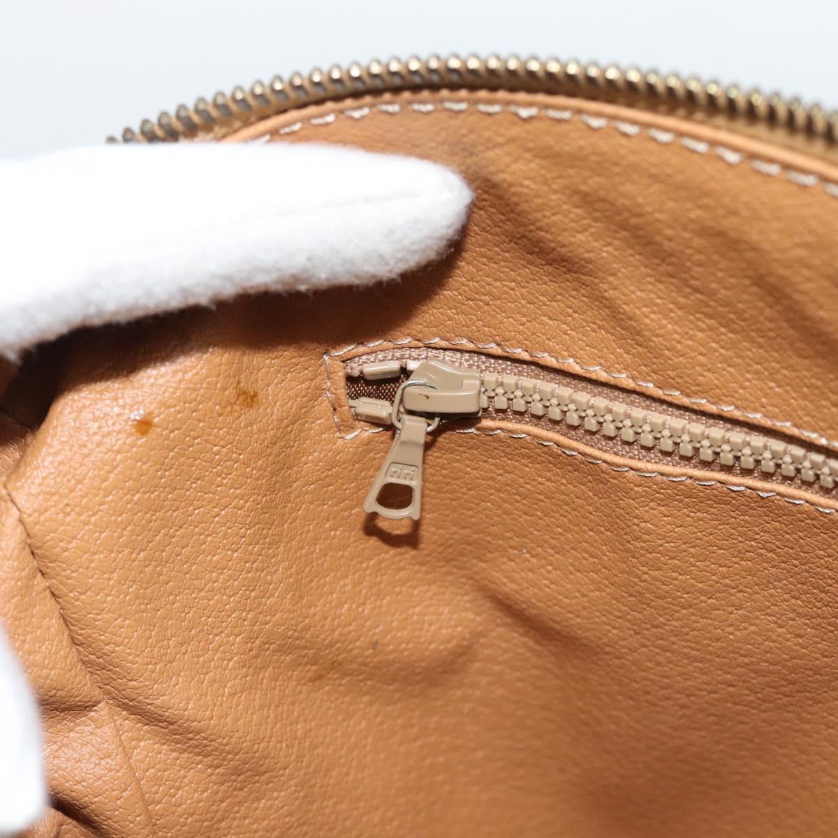 CELINE Macadam Canvas Boston Bag PVC Leather Brown Gold Auth 183015A