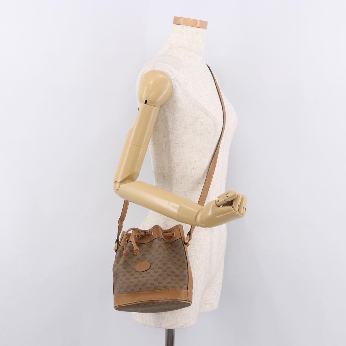 GUCCI Micro GG Supreme Shoulder Bag PVC Beige Gold 007 86 0044 Auth 183016